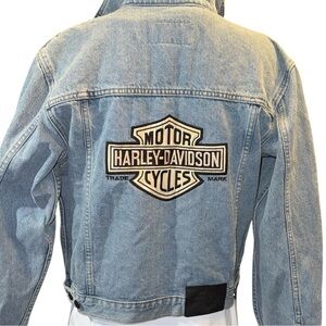 Harley-Davidson Women’s Jean Jacket 💯% Cotton Faded Blue Sz Medium 4 Pocket